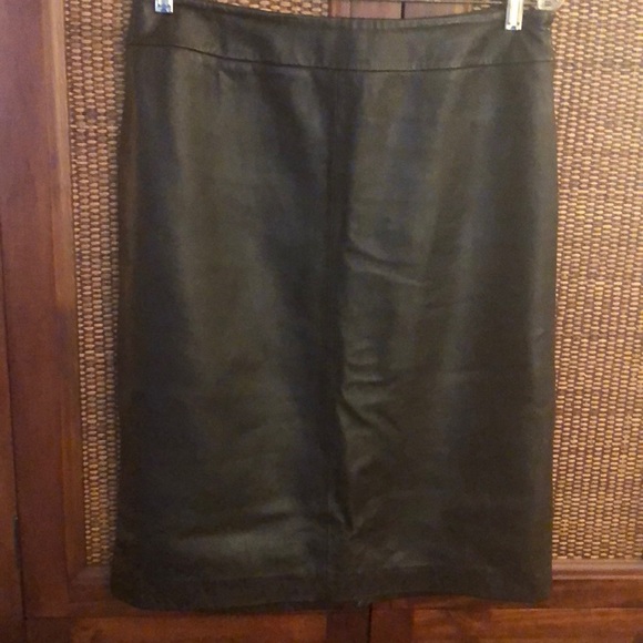 COPY - Kasper Dark Brown Leather Skirt - Picture 1 of 5